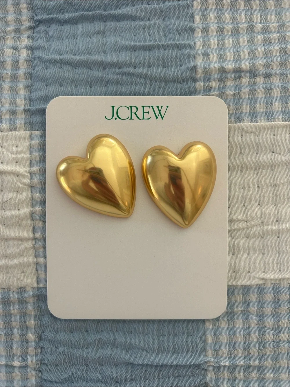 J.Crew Shiny Gold Heart Earrings